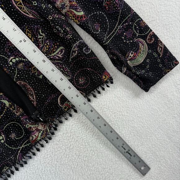 Vintage MSK Top Women's Medium Black Studded Whimsigoth Tassle Open Front y2k - Picture 3 of 10